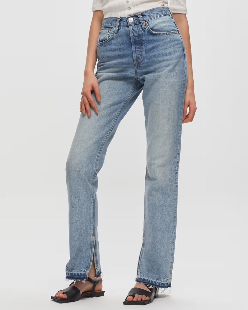 RE/DONE Women's 26 Opal Indigo 70s High Rise Skinny Bootcut Jeans Retro Q8-8